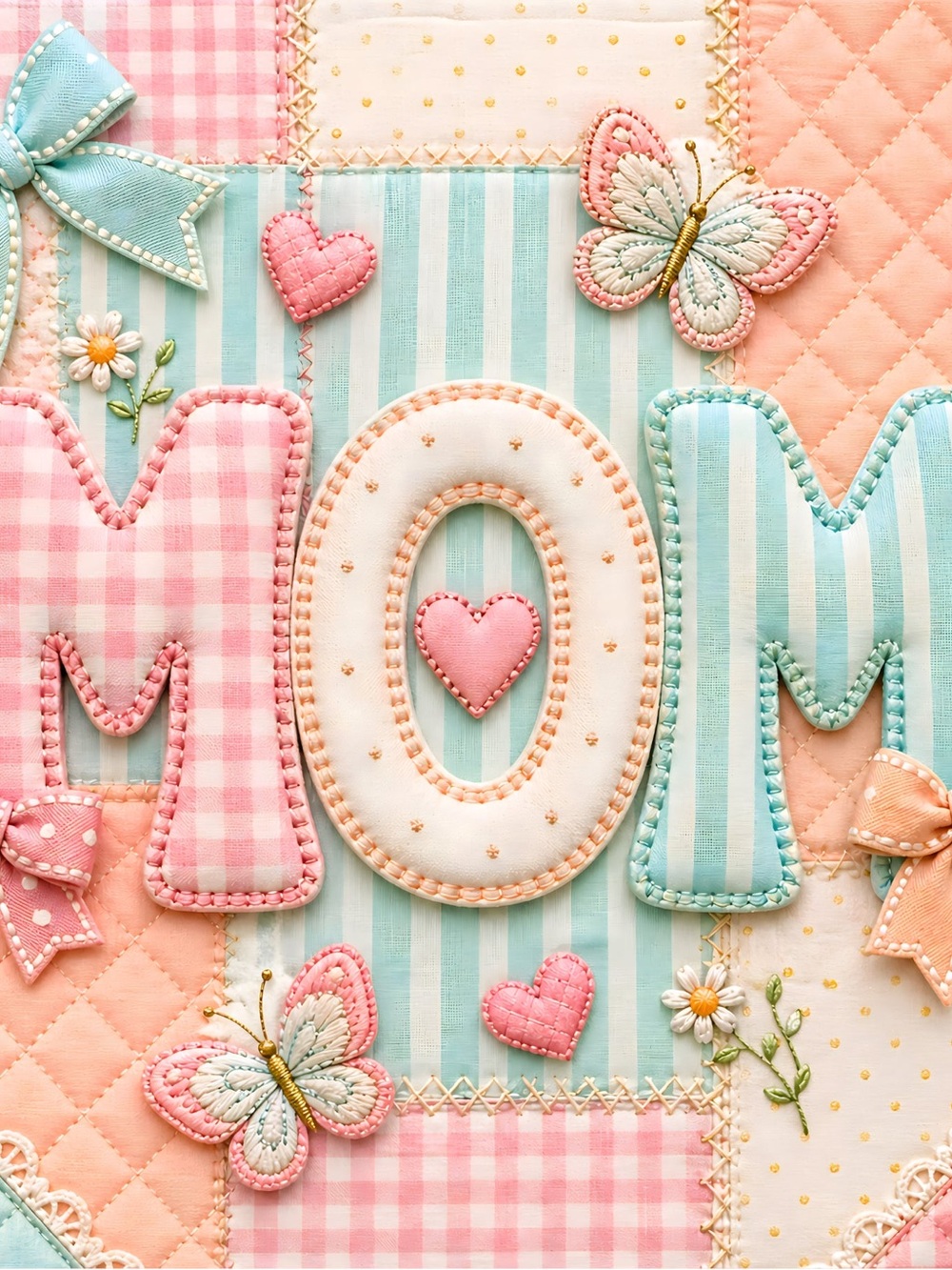 New 20oz Sublimation Tumbler “MOM” Stainless Steel Mother’s Day Gift Quilt Style